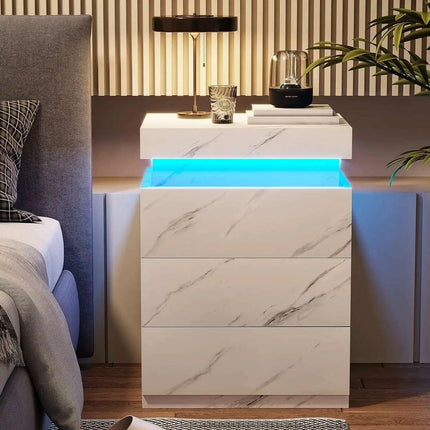 Modern Smart LED Nightstand with Customizable Ambiance and Integrated Charging Station - Très Elite