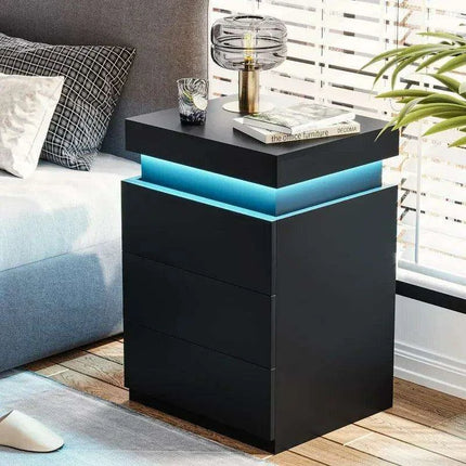 Modern Smart LED Nightstand with Customizable Ambiance and Integrated Charging Station - Très Elite