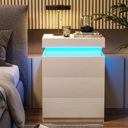 Modern Smart LED Nightstand with Customizable Ambiance and Integrated Charging Station - Très Elite