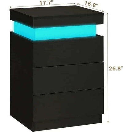 Modern Smart LED Nightstand with Customizable Ambiance and Integrated Charging Station - Très Elite