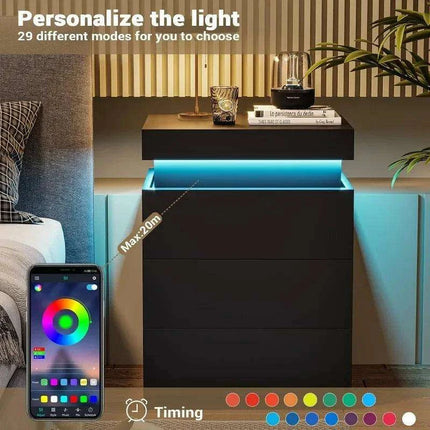 Modern Smart LED Nightstand with Customizable Ambiance and Integrated Charging Station - Très Elite