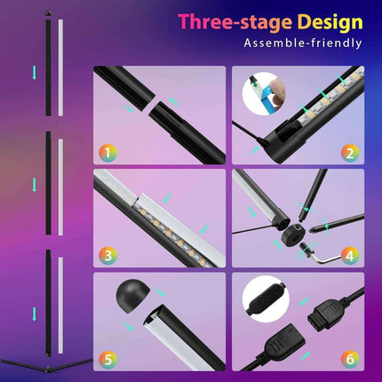 Modern Smart RGB LED Floor Lamp with Music Sync and App Control for Stylish Living Spaces