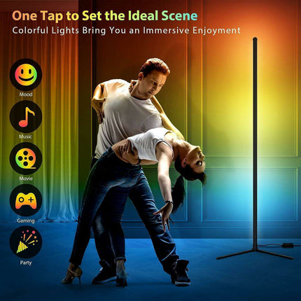 Modern Smart RGB LED Floor Lamp with Music Sync and App Control for Stylish Living Spaces