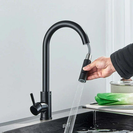 Modern Touchless Black Stainless Steel Kitchen Faucet with Dual Spray Options..
