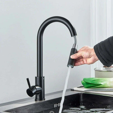 Modern Touchless Black Stainless Steel Kitchen Faucet with Dual Spray Options..