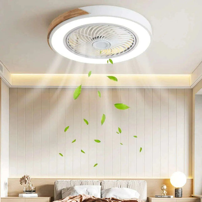 Modern Wooden Ceiling Fan with Remote Control & Adjustable LED Lighting - Très Elite