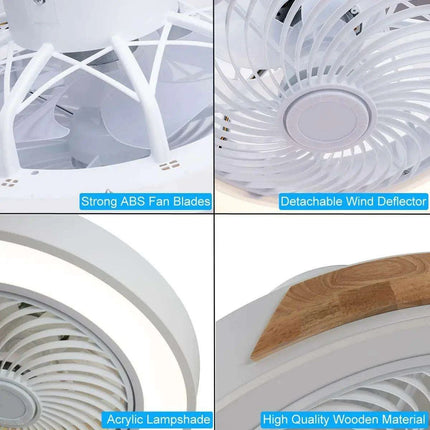 Modern Wooden Ceiling Fan with Remote Control & Adjustable LED Lighting - Très Elite
