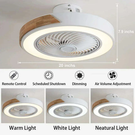 Modern Wooden Ceiling Fan with Remote Control & Adjustable LED Lighting - Très Elite