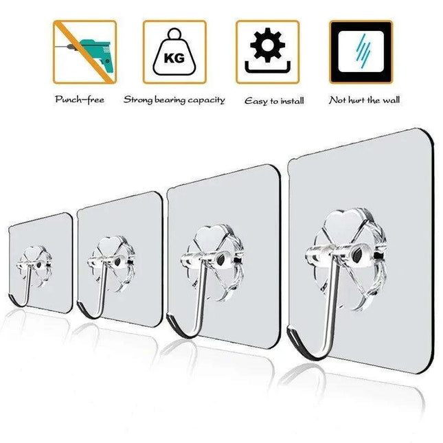 Moisture-Resistant Wall Hooks Set for Seamless Kitchen and Bathroom Organization