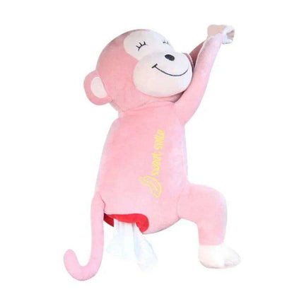 Monkey and Bunny Plush Tissue Box Cover - Ideal for Car and Home - Très Elite