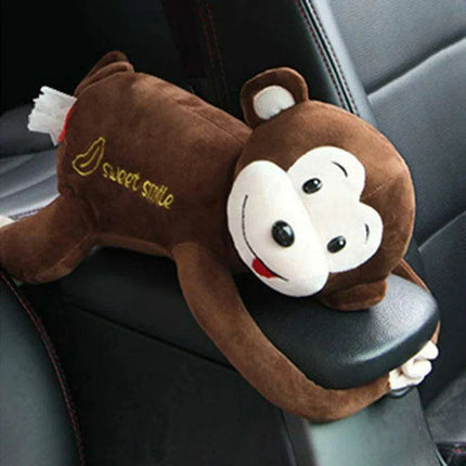 Monkey and Bunny Plush Tissue Box Cover - Ideal for Car and Home - Très Elite