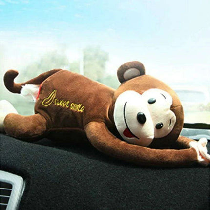 Monkey and Bunny Plush Tissue Box Cover - Ideal for Car and Home - Très Elite