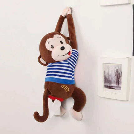 Monkey and Bunny Plush Tissue Box Cover - Ideal for Car and Home - Très Elite