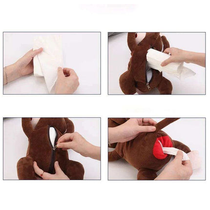 Monkey and Bunny Plush Tissue Box Cover - Ideal for Car and Home - Très Elite