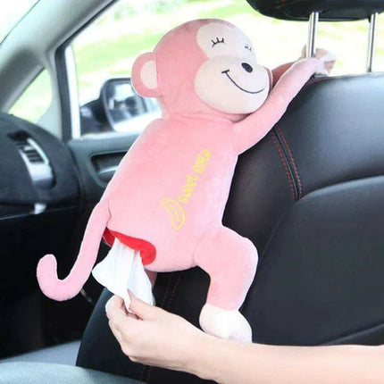 Monkey and Bunny Plush Tissue Box Cover - Ideal for Car and Home - Très Elite