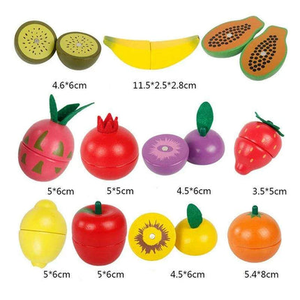 Montessori Wooden Kitchen Playset - Interactive Pretend Cooking Toy with Fruit & Vegetable Cutting Set for Children - Très Elite