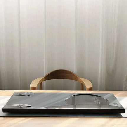 Moon Cloud Engraved Black Stone Tea Tray with Integrated Water Drainage for Kungfu Tea Ceremony - Très Elite
