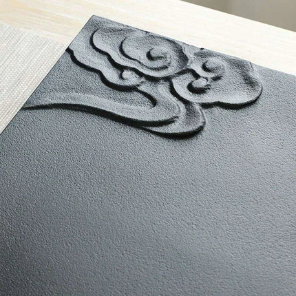 Moon Cloud Engraved Black Stone Tea Tray with Integrated Water Drainage for Kungfu Tea Ceremony - Très Elite