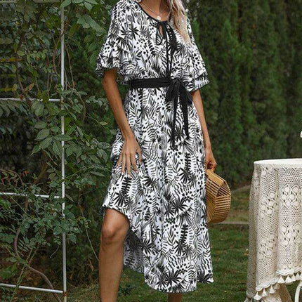Mori Blossom V-Neck Dress with Graceful Petal Sleeves - Essential Summer Fashion - Très Elite