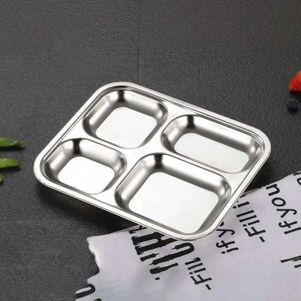 Multi-Compartment Stainless Steel Meal Tray - Eco-Friendly Dining Solution for All Ages - Très Elite