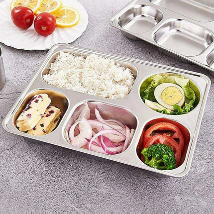 Multi-Compartment Stainless Steel Meal Tray - Eco-Friendly Dining Solution for All Ages - Très Elite