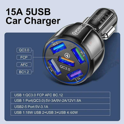 Multi-Device Quick Charge USB Car Charger for iPhone 12 and All Smartphones - Your Ideal Travel Companion - Très Elite
