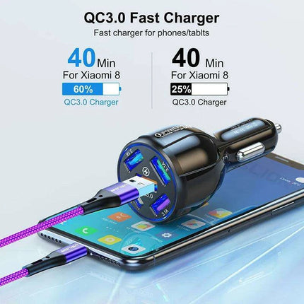 Multi-Device Quick Charge USB Car Charger for iPhone 12 and All Smartphones - Your Ideal Travel Companion - Très Elite