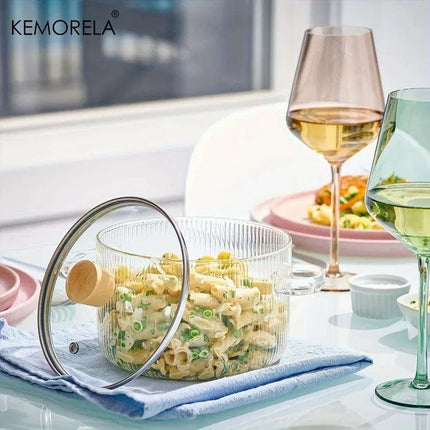 Multi-Functional 1.6L Heat-Resistant Glass Cookware Set for Soups, Porridge, and Noodles - Très Elite