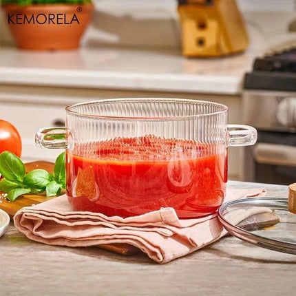 Multi-Functional 1.6L Heat-Resistant Glass Cookware Set for Soups, Porridge, and Noodles - Très Elite