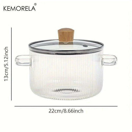 Multi-Functional 1.6L Heat-Resistant Glass Cookware Set for Soups, Porridge, and Noodles - Très Elite