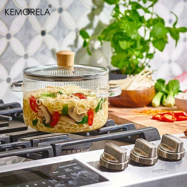Multi-Functional 1.6L Heat-Resistant Glass Cookware Set for Soups, Porridge, and Noodles