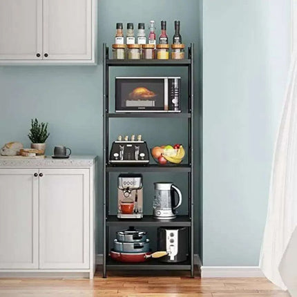 Multi-Functional 5-Tier Black Metal Storage Rack for Home and Kitchen- Très Elite- Très Elite