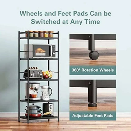 Multi-Functional 5-Tier Black Metal Storage Rack for Home and Kitchen- Très Elite- Très Elite