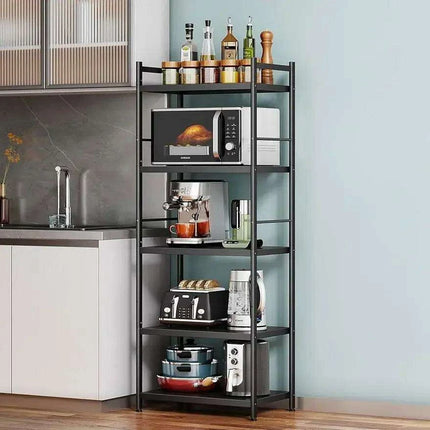 Multi-Functional 5-Tier Black Metal Storage Rack for Home and Kitchen- Très Elite- Très Elite