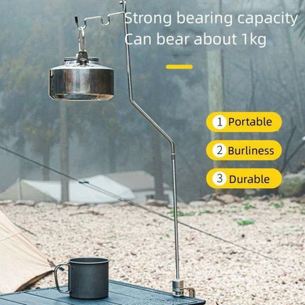 Multi-Functional Stainless Steel Camping Gear Organizer with Built-in Light Stand and Storage Solutions - Très Elite