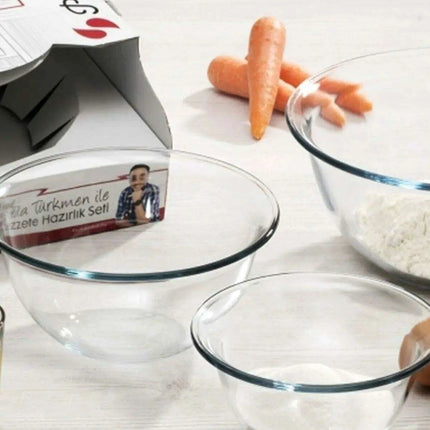 Multi-Purpose Glass Bowl Set for Cooking and Serving Dishes - Très Elite