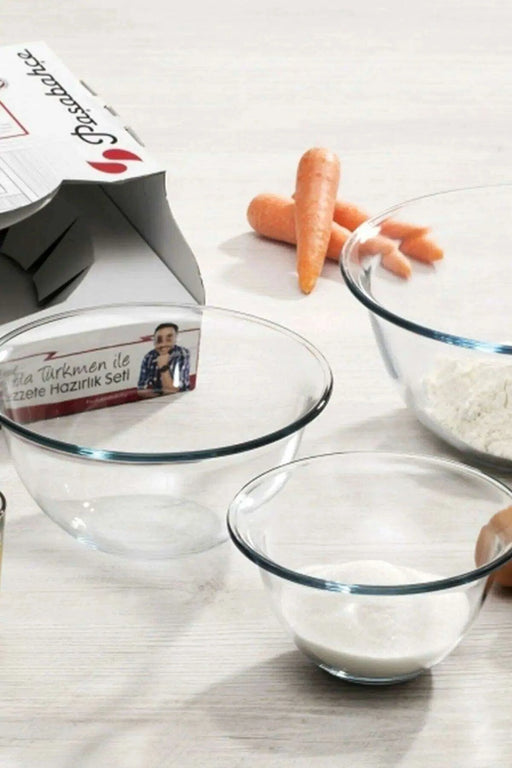 Multi-Purpose Glass Bowl Set for Cooking and Serving Dishes - Très Elite