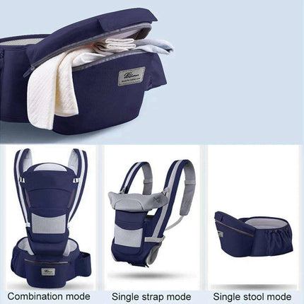 Multifunctional Ergonomic Baby Carrier with Hipseat and Kangaroo Wrap for Infants and Toddlers - Très Elite