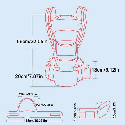 Multifunctional Ergonomic Baby Carrier with Hipseat and Kangaroo Wrap for Infants and Toddlers - Très Elite