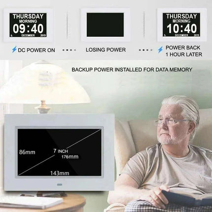 Multilingual LED Calendar Clock with 12 Alarms and Reminder Features - Perfect for Seniors and Daily Organization - Très Elite