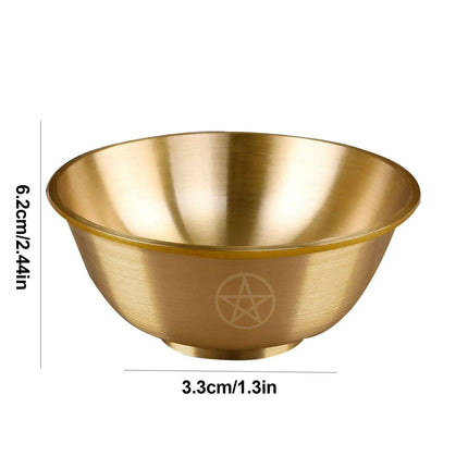 Mystical Copper Altar Bowl with Triple Moon and Pentacle Engravings for Spiritual Rituals - Très Elite
