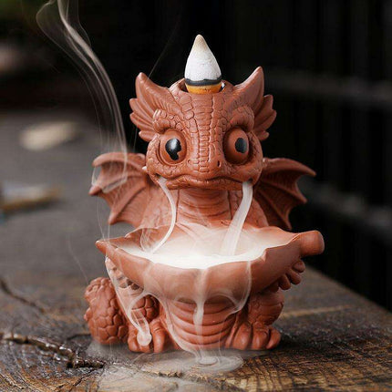 Mystical Dinosaur Treasure Backflow Incense Burner in Purple Sand for Tranquil Atmosphere - Très Elite
