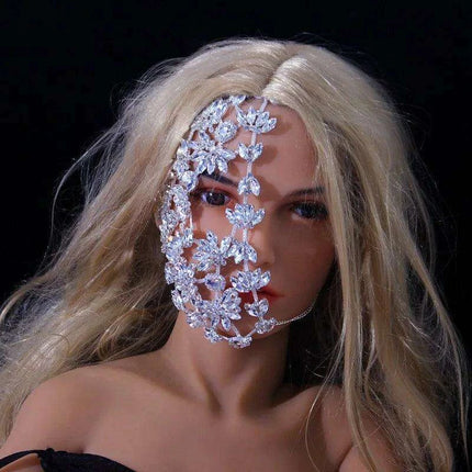 Mystical Green Rhinestone Masquerade Face Chain with Sparkling Crystal Details - Perfect Gift for Her - Très Elite