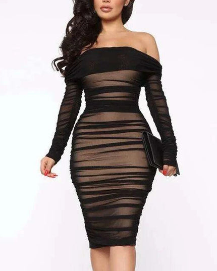 Glimmering Elegance Off-Shoulder Cocktail Dress