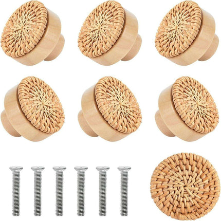 Natural Elegance Handcrafted Rattan Drawer Pulls - Circular Artisan Handles for Stylish Home Accents - Très Elite