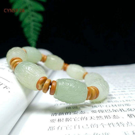 Natural Hetian Jade Lucky Amulet Bracelet- Très Elite- Très Elite
