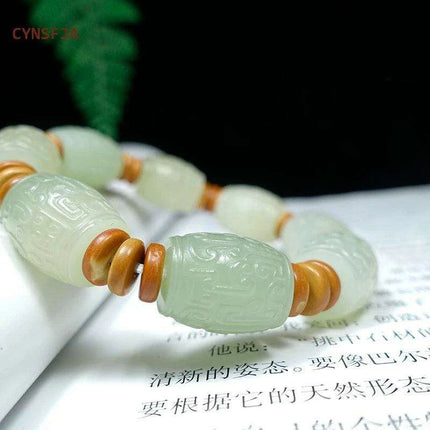 Natural Hetian Jade Lucky Amulet Bracelet- Très Elite- Très Elite