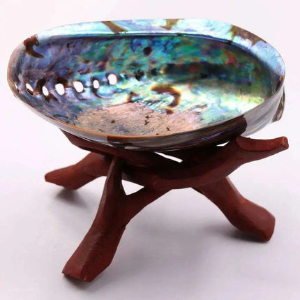 Natural Paua Abalone Shell Smudging Set with Tripod Stand - 11-13CM Eco-Friendly Home Accent - Très Elite