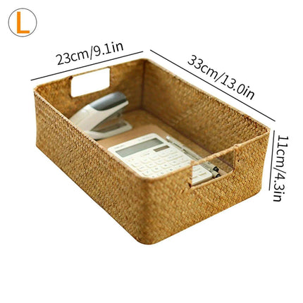 Natural Seagrass Organizer Basket with Lid - Stylish Storage Solution for Cosmetics, Sundries, and Laundry - Très Elite