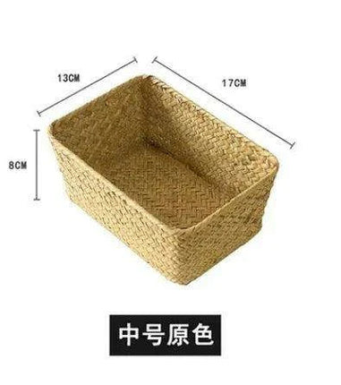 Natural Seagrass Woven Storage Container with Lid - Stylish Basket for Bath Essentials, Cosmetics, and Towels - Très Elite